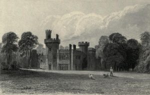 Black and white drawing of Childwall Hall 1832