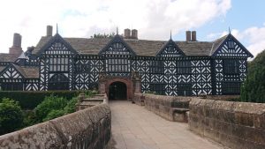 Tudor mansion with sandstone bridge