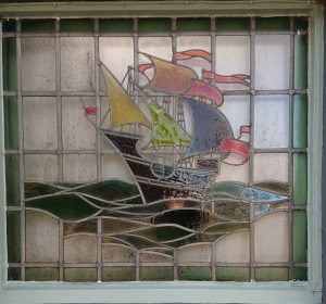 Attractive stained-glass window - boat